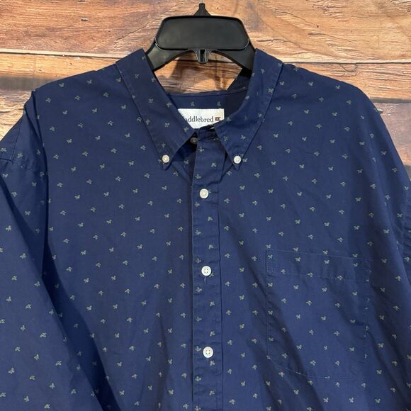 Saddlebred Shirt 3XLT Men Blue Floral Long Sleeve Button Down Classic Fit Holly - Picture 2 of 6